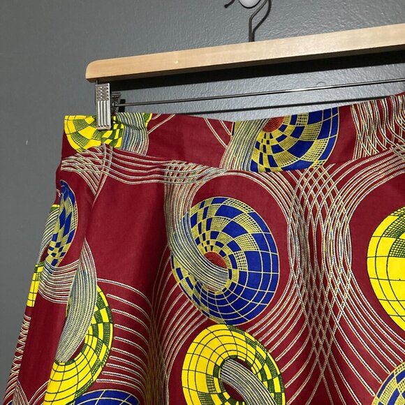 Women Size L Graphic Print Skirt Red Yellow Blue A Line Volume - Picture 4 of 8
